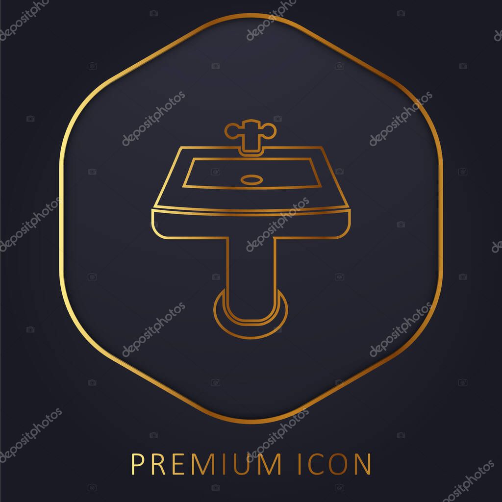 Bathroom Sink golden line premium logo or icon