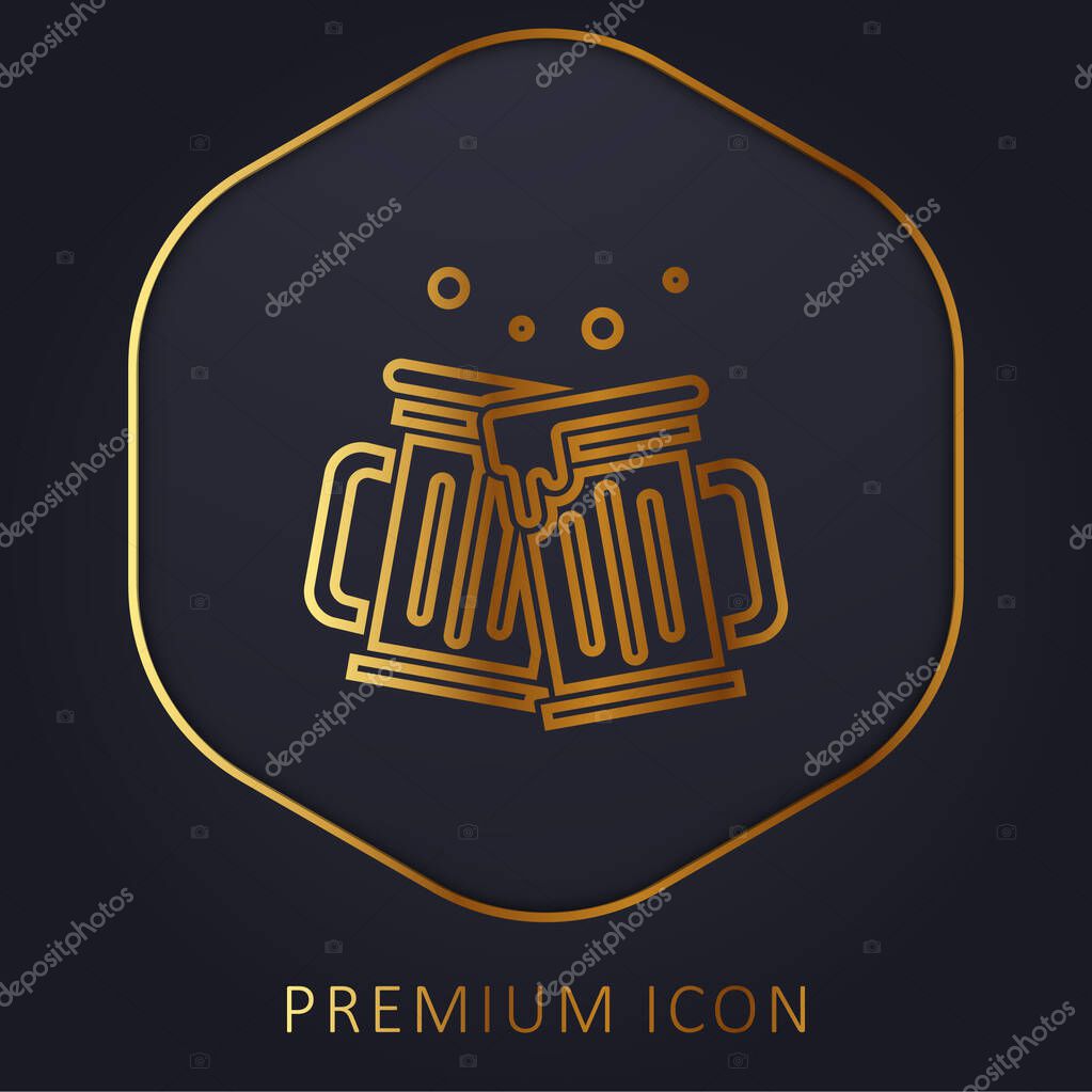Beers golden line premium logo or icon