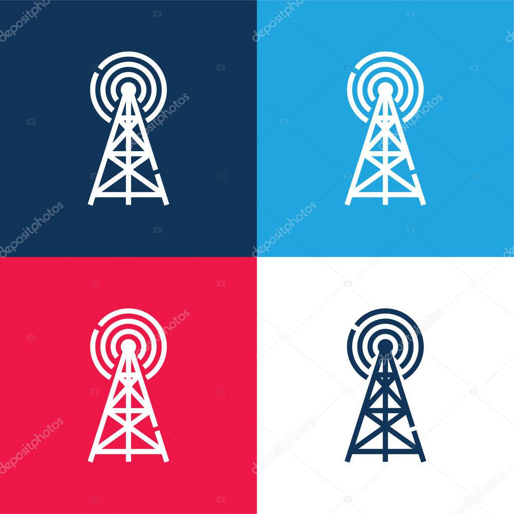 Antenna blue and red four color minimal icon set