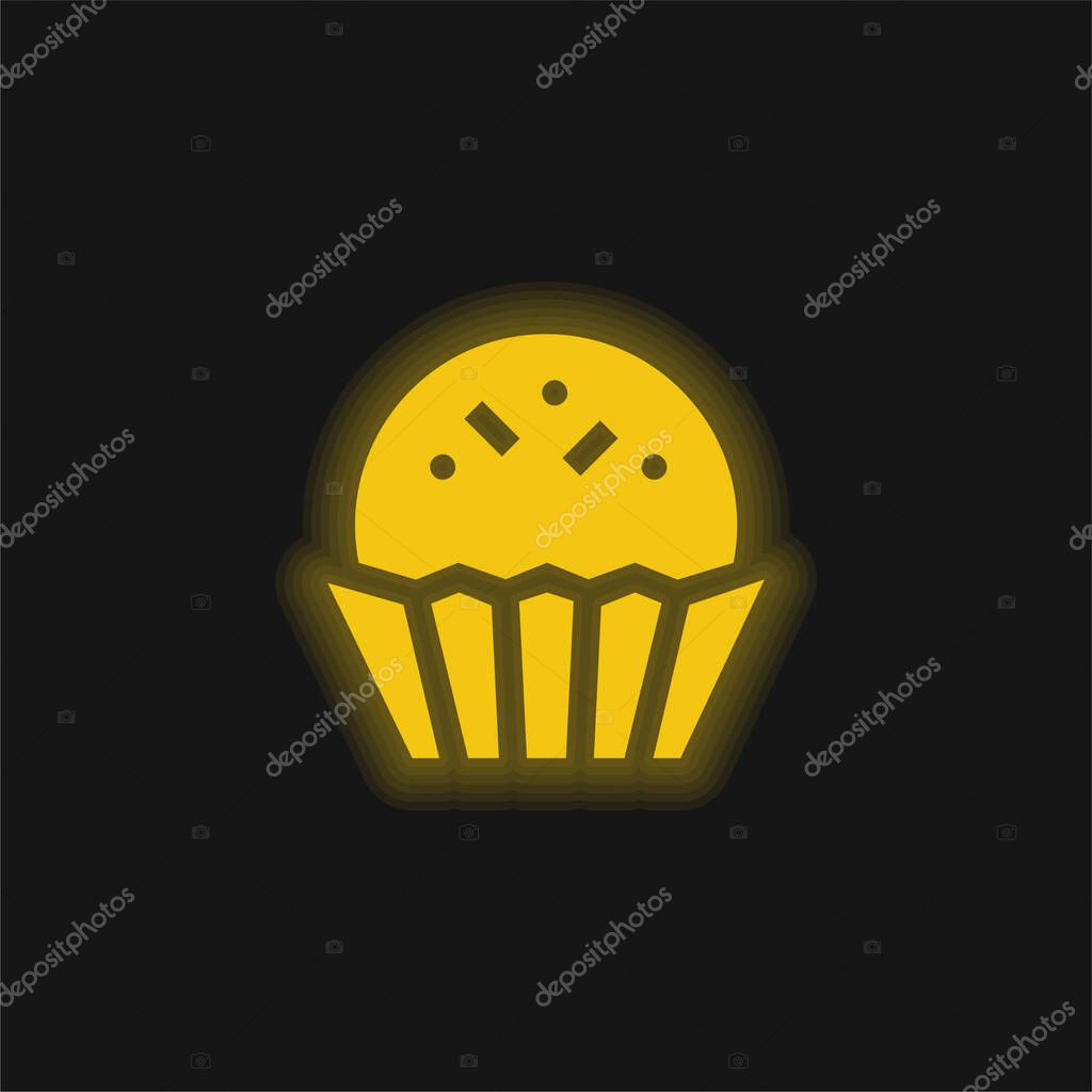 Bonbon yellow glowing neon icon