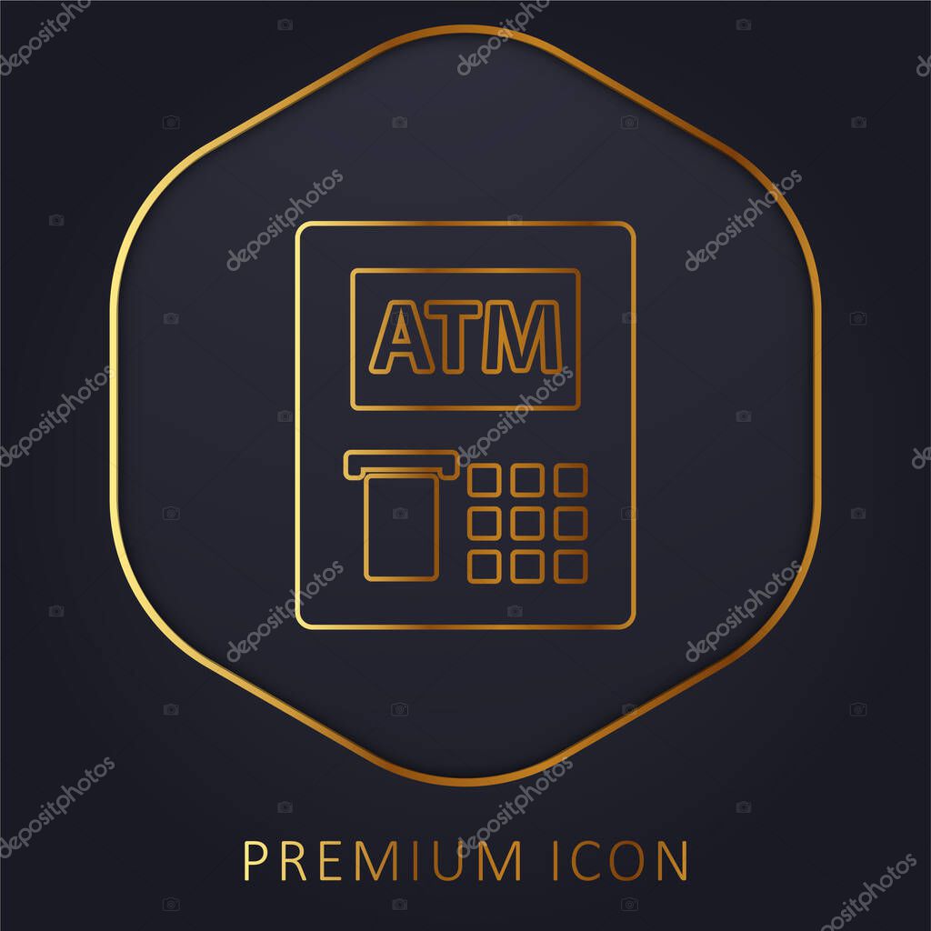 ATM golden line premium logo or icon
