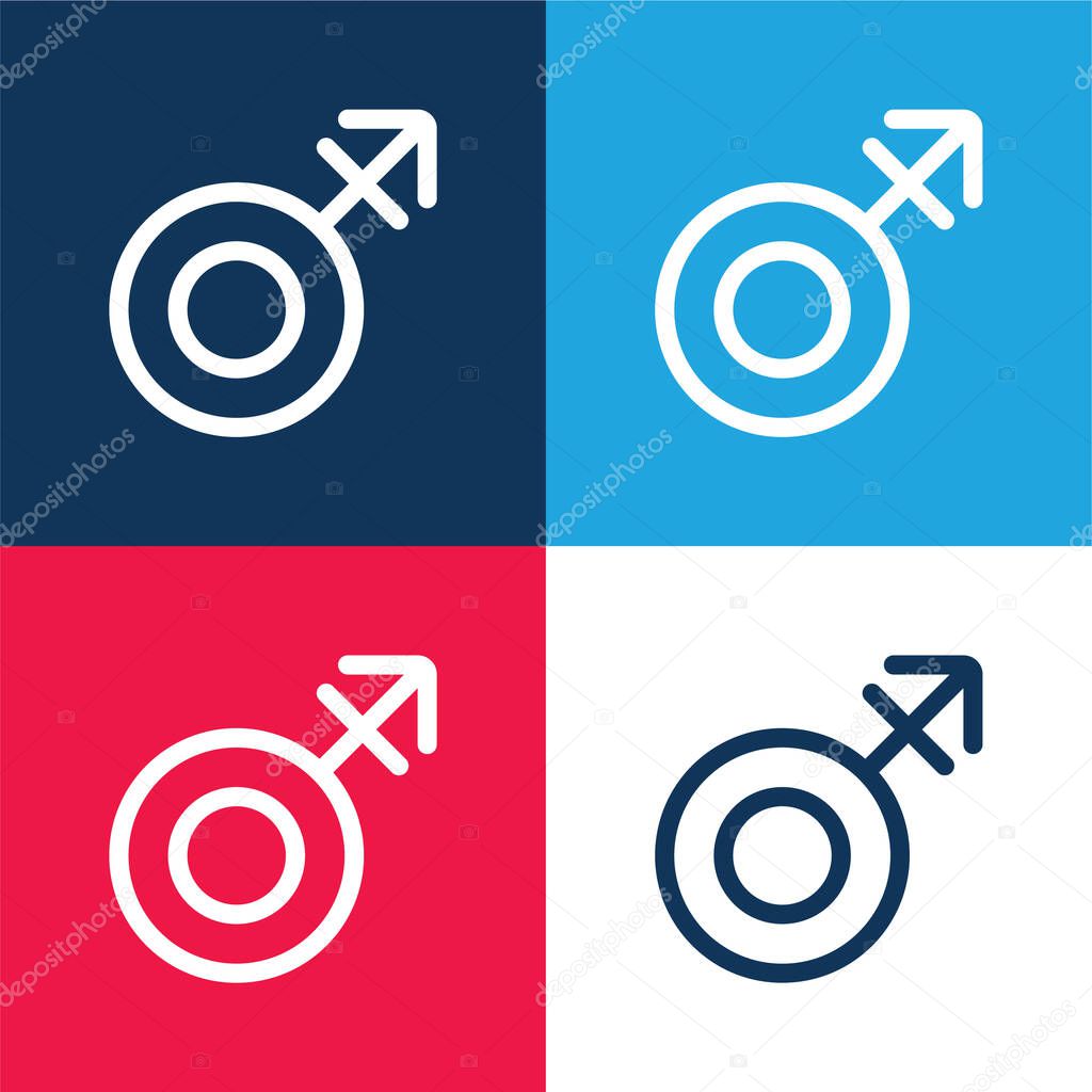 Androgyne blue and red four color minimal icon set