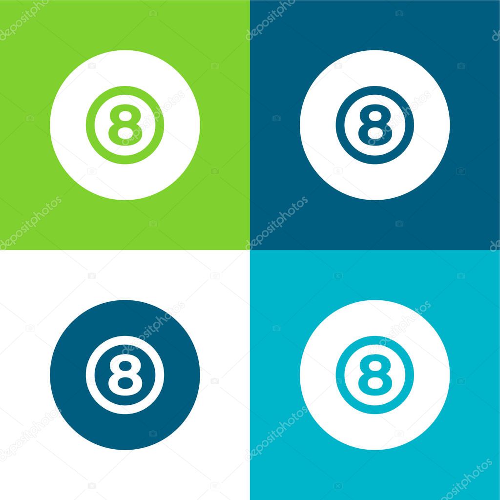 Billiard Flat four color minimal icon set