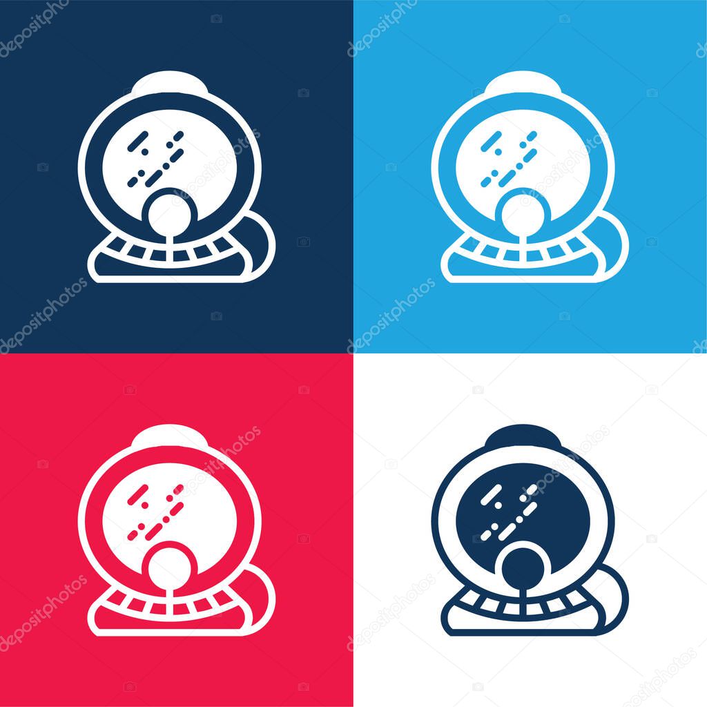 Aqualung blue and red four color minimal icon set