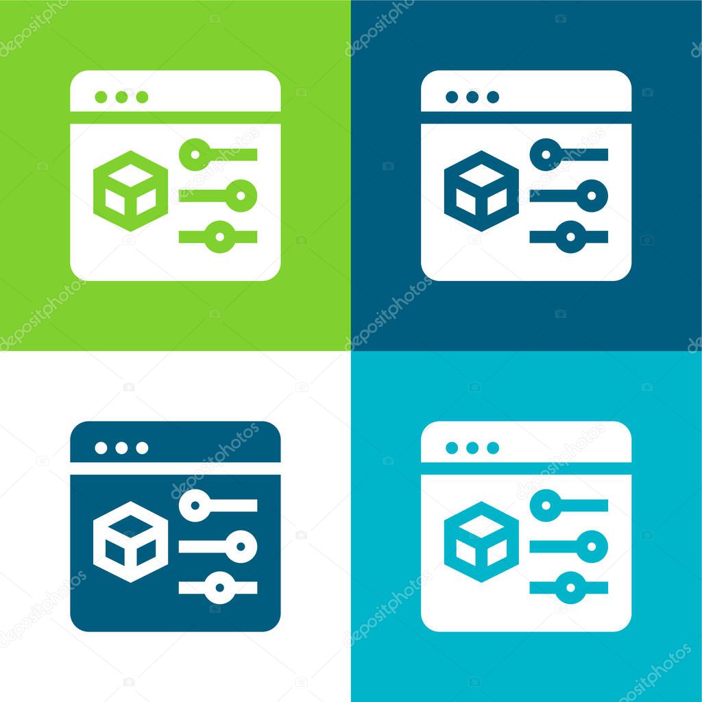 3d Print Flat four color minimal icon set