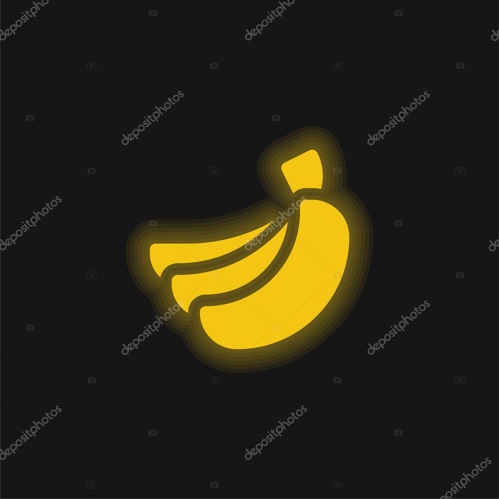 Bananas yellow glowing neon icon