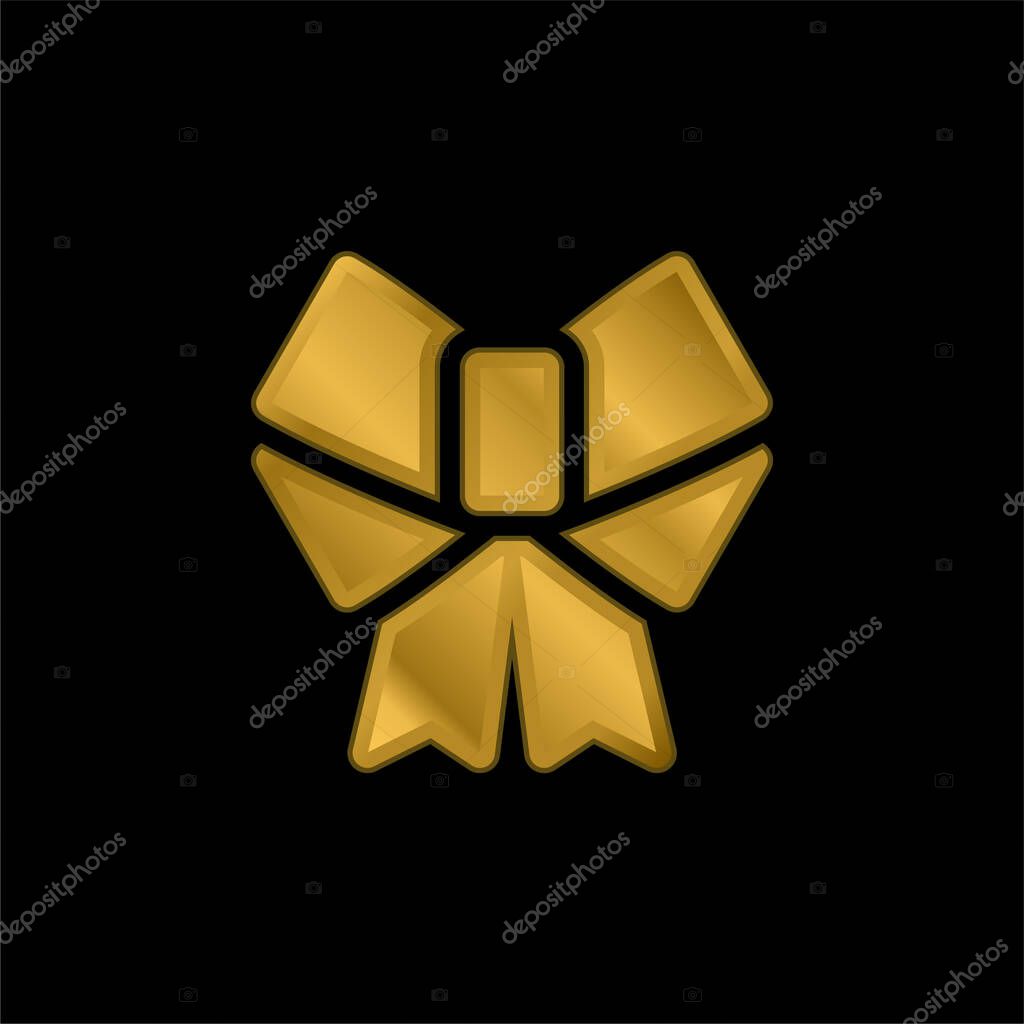 Bow gold plated metalic icon or logo vector