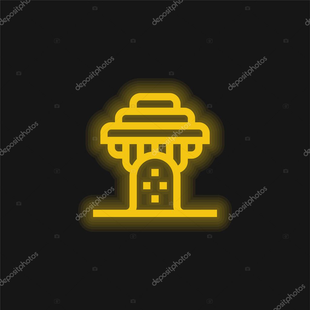 Baobab yellow glowing neon icon