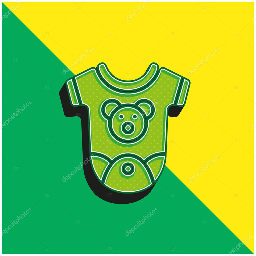 Baby Clothes Green and yellow modern 3d vector icon logo