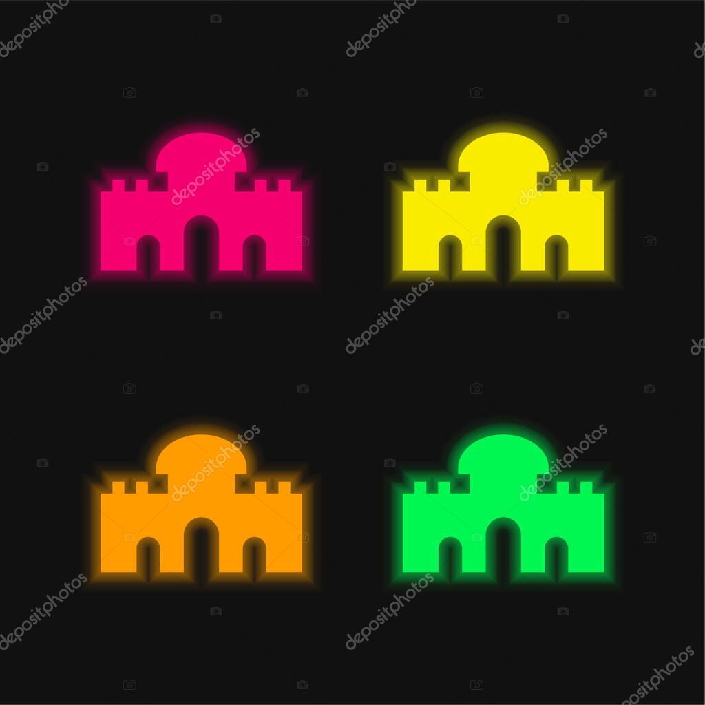 Alcala Gate four color glowing neon vector icon