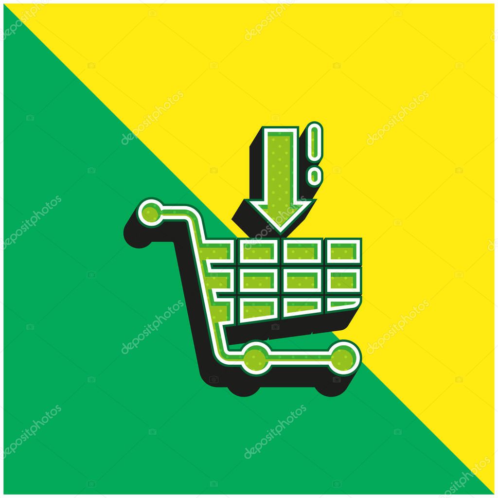 Add To Cart Green and yellow modern 3d vector icon logo