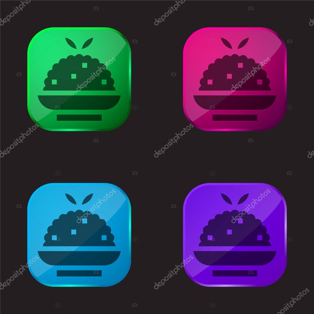 Biryani four color glass button icon