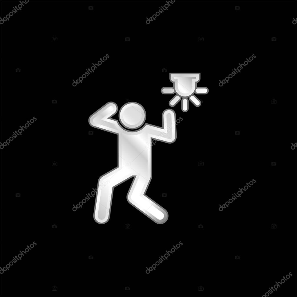 Alarm silver plated metallic icon