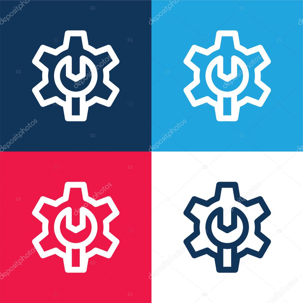 Admin blue and red four color minimal icon set