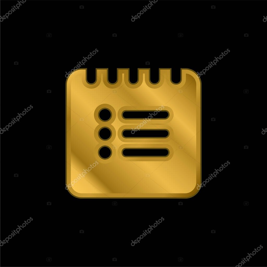 Black List Square Interface Symbol gold plated metalic icon or logo vector