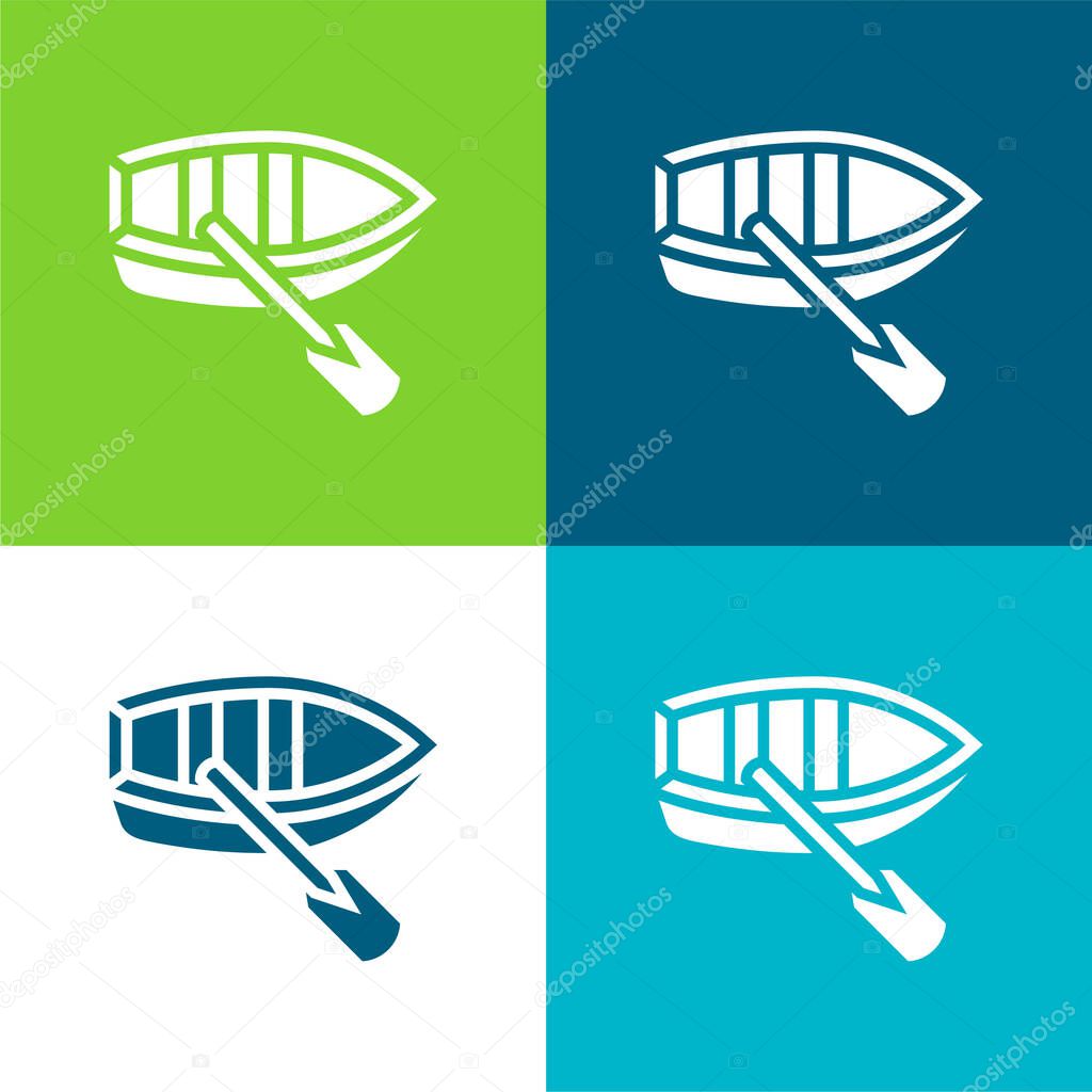 Boat Flat four color minimal icon set