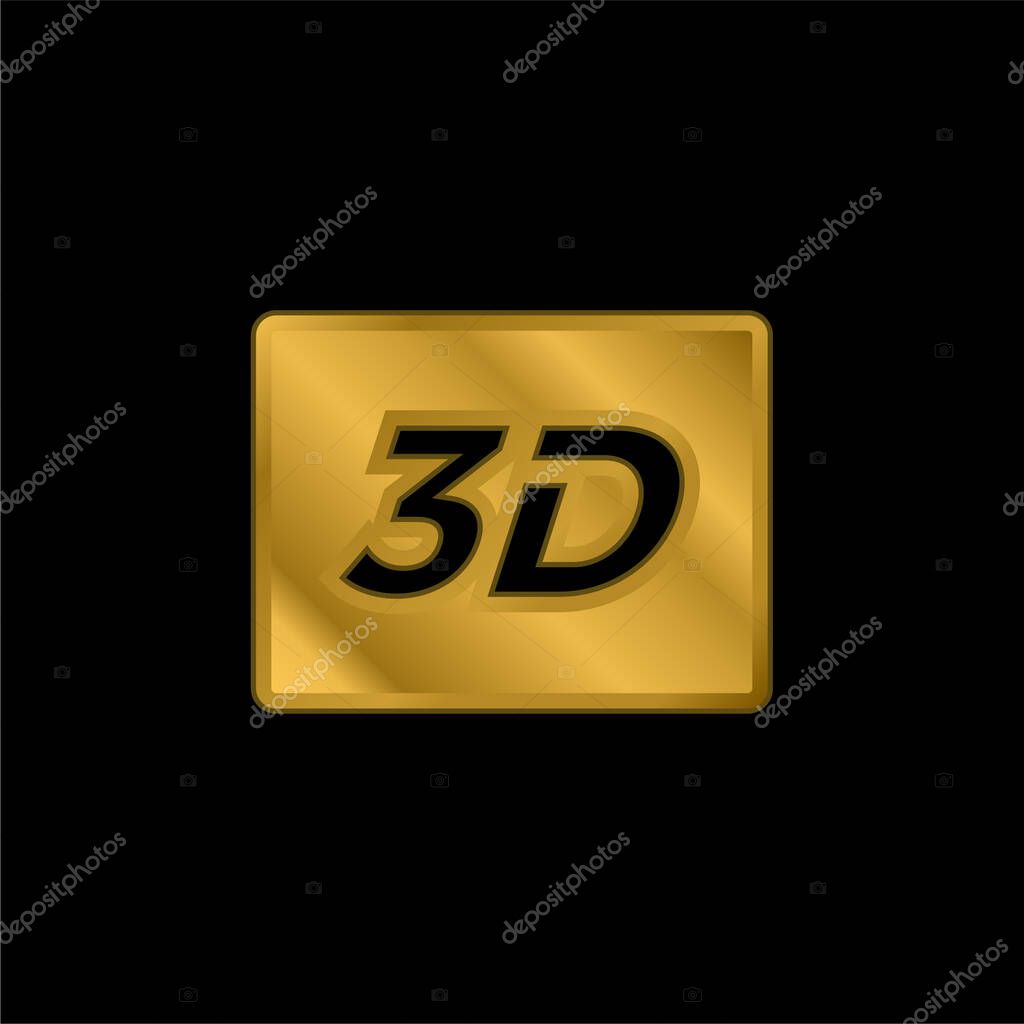 3D Sign gold plated metalic icon or logo vector