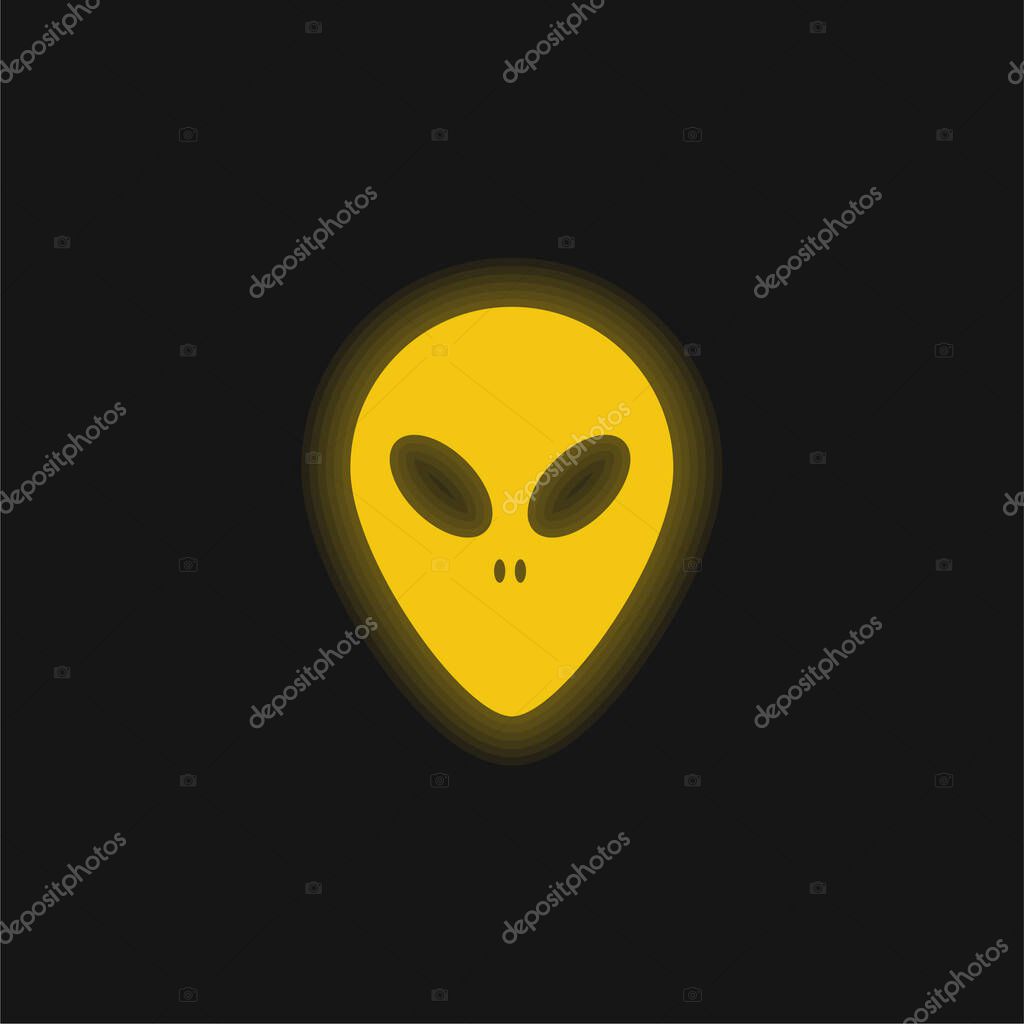 Alien Face yellow glowing neon icon