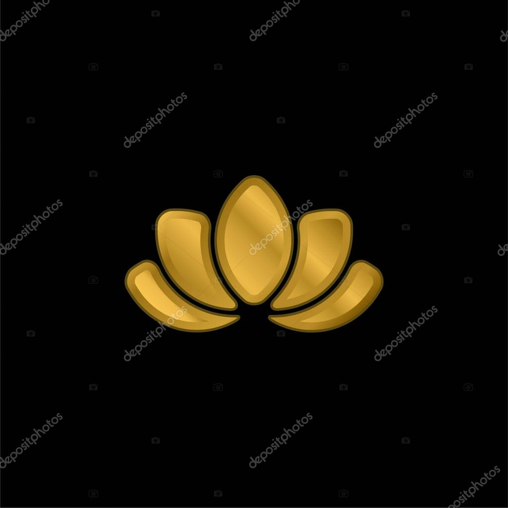 Beautiful Lotus Flower gold plated metalic icon or logo vector