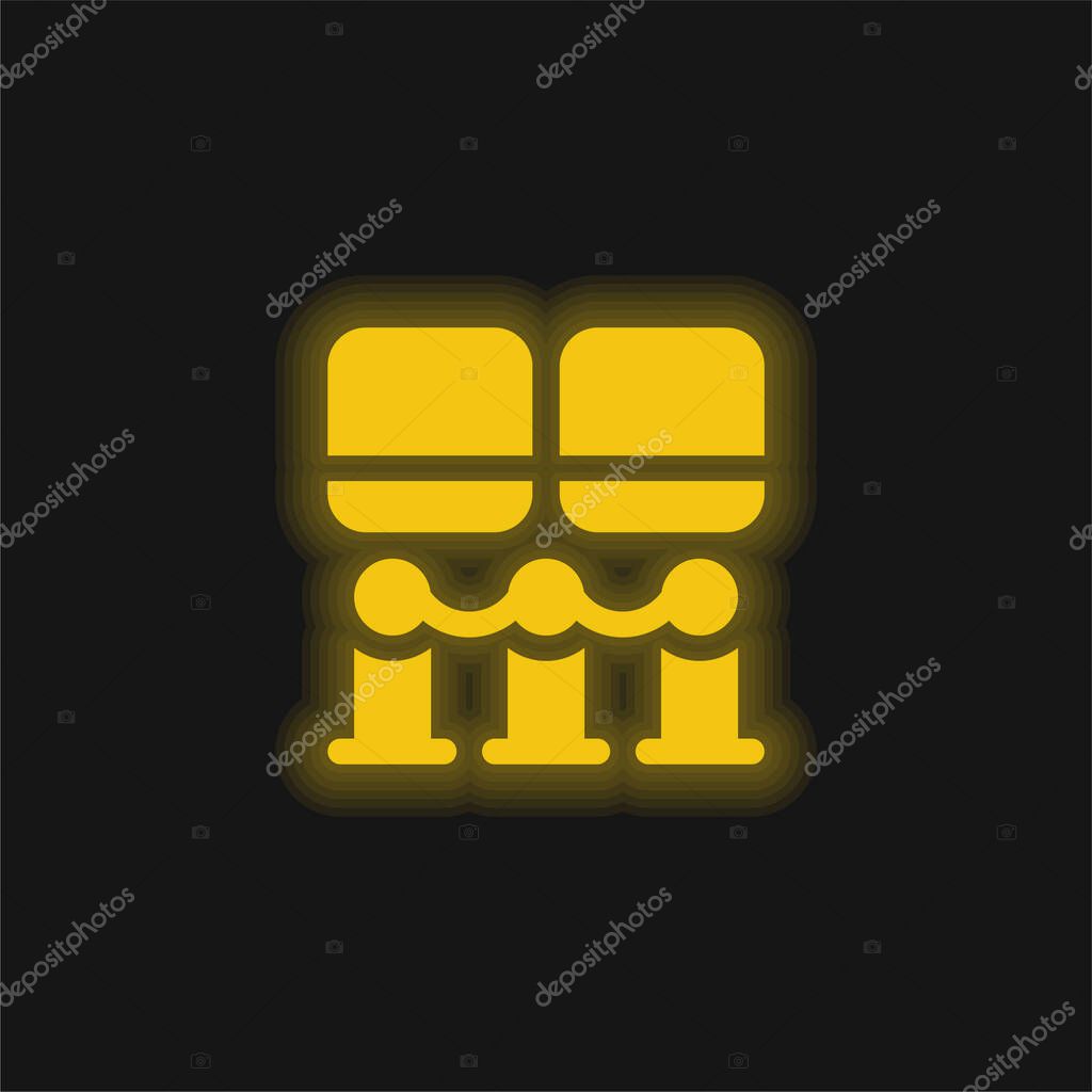 Art Museum yellow glowing neon icon