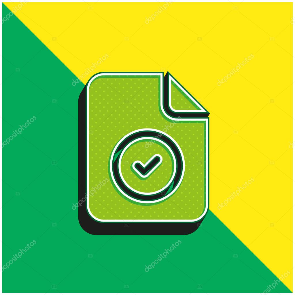 Accepted Green and yellow modern 3d vector icon logo
