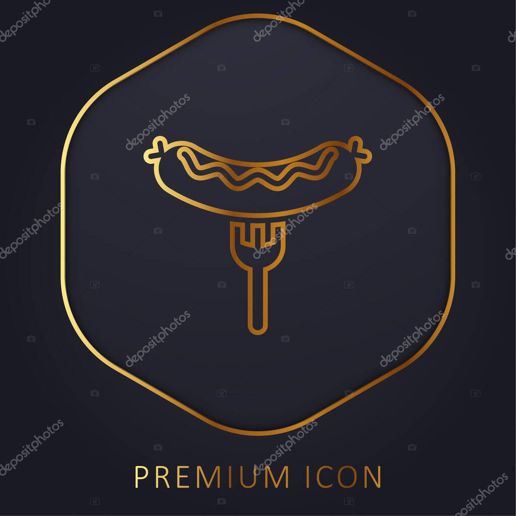 Bratwurst On Fork golden line premium logo or icon