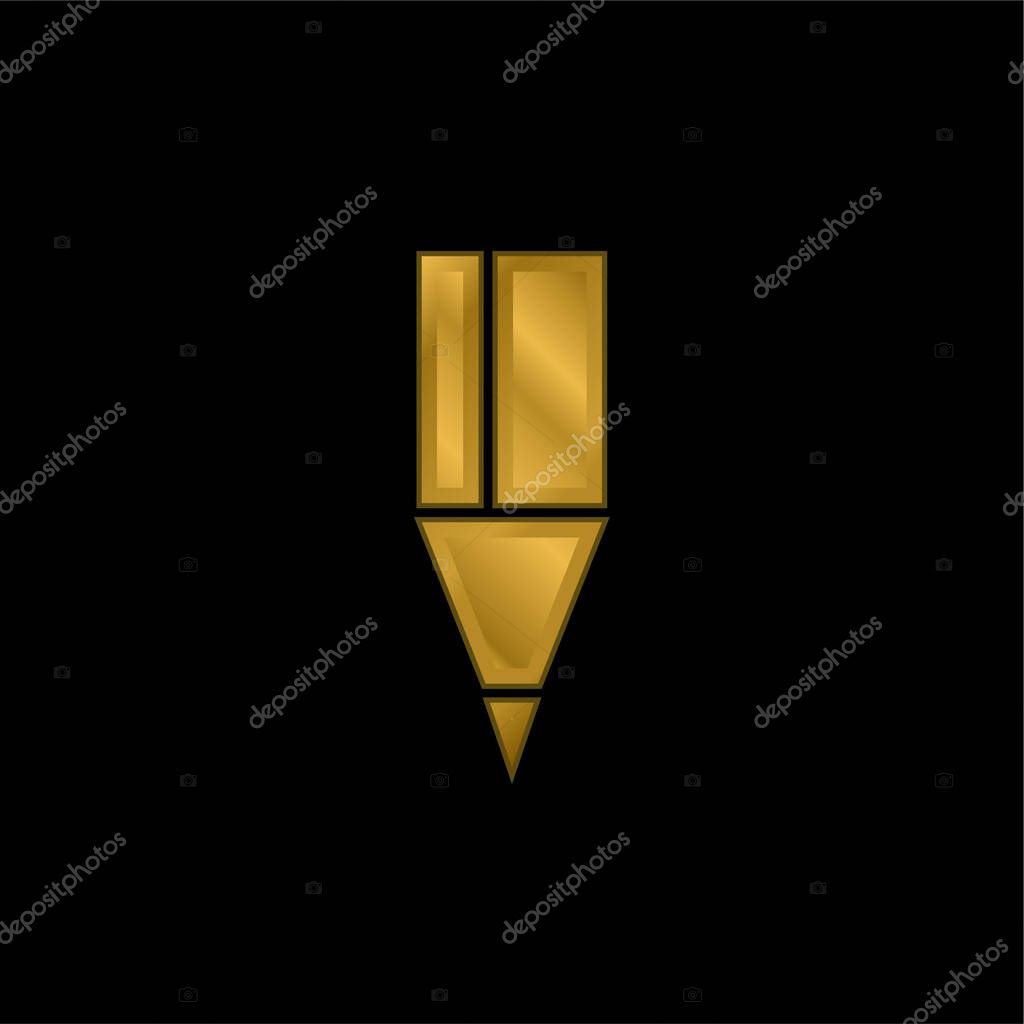 Black Pencil Tip gold plated metalic icon or logo vector