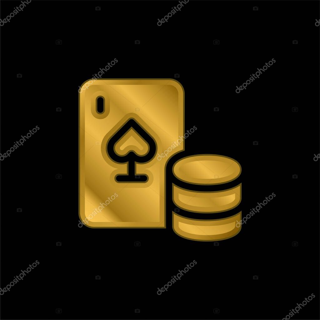 Blackjack gold plated metalic icon or logo vector