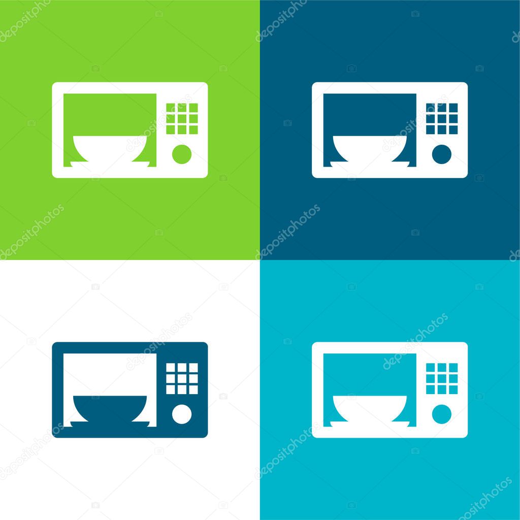 Bowl In A Microwave Flat four color minimal icon set