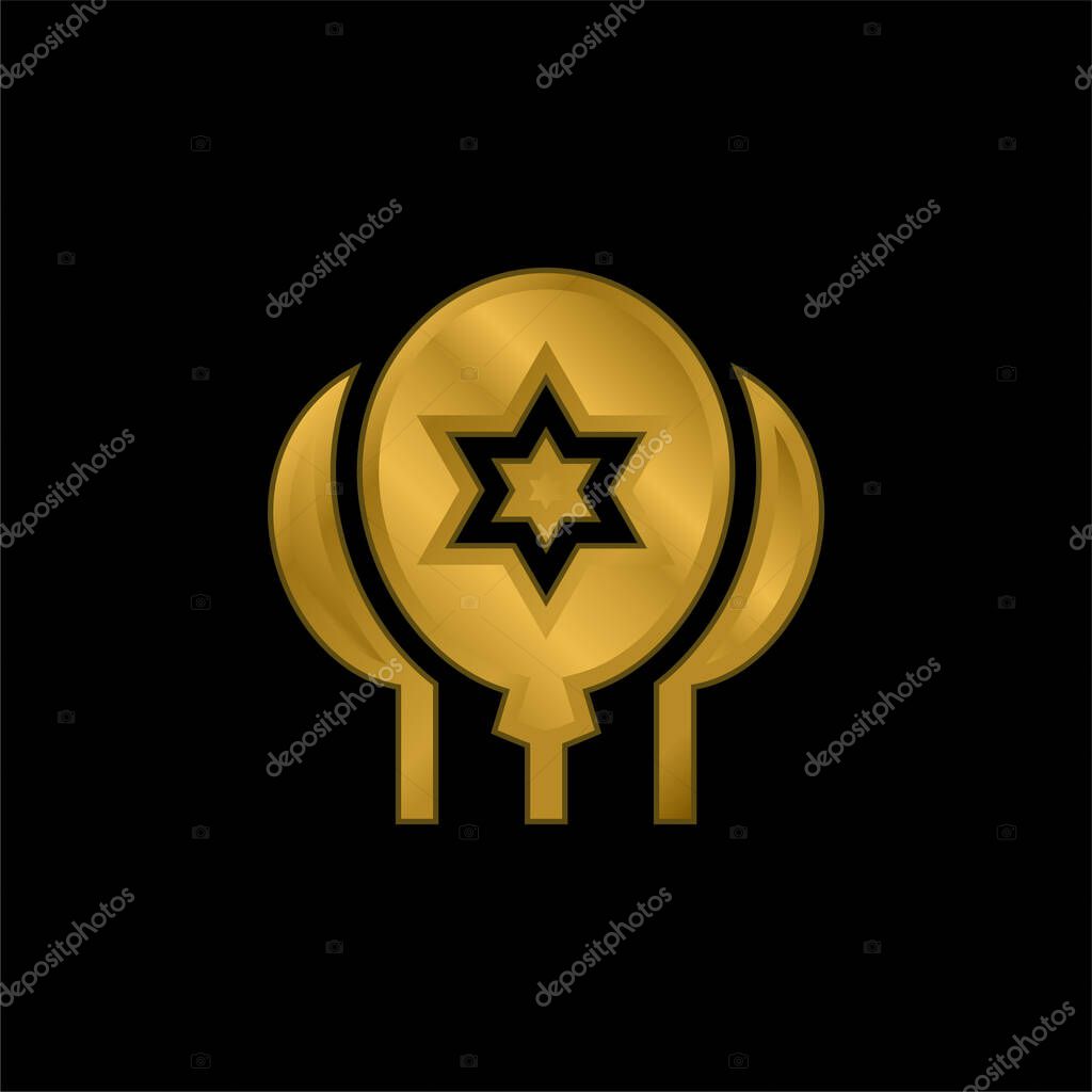 Balloons gold plated metalic icon or logo vector