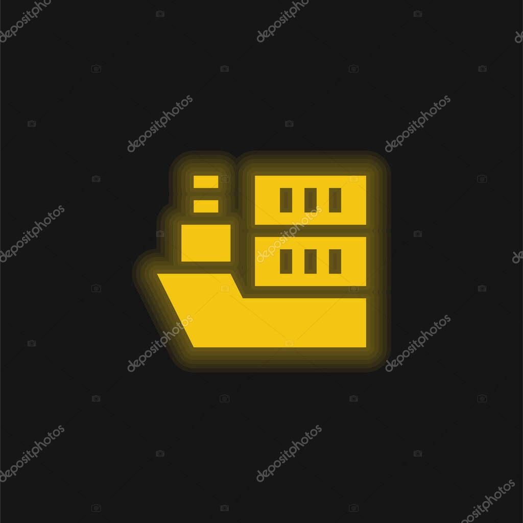 Boat yellow glowing neon icon