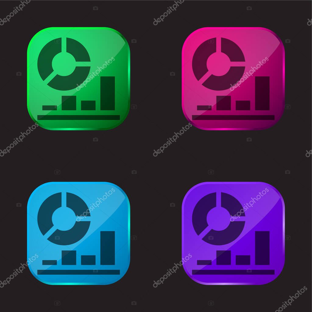 Analysis four color glass button icon