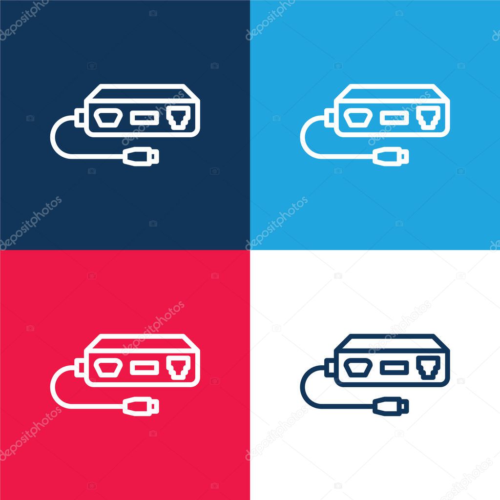 Adapter blue and red four color minimal icon set