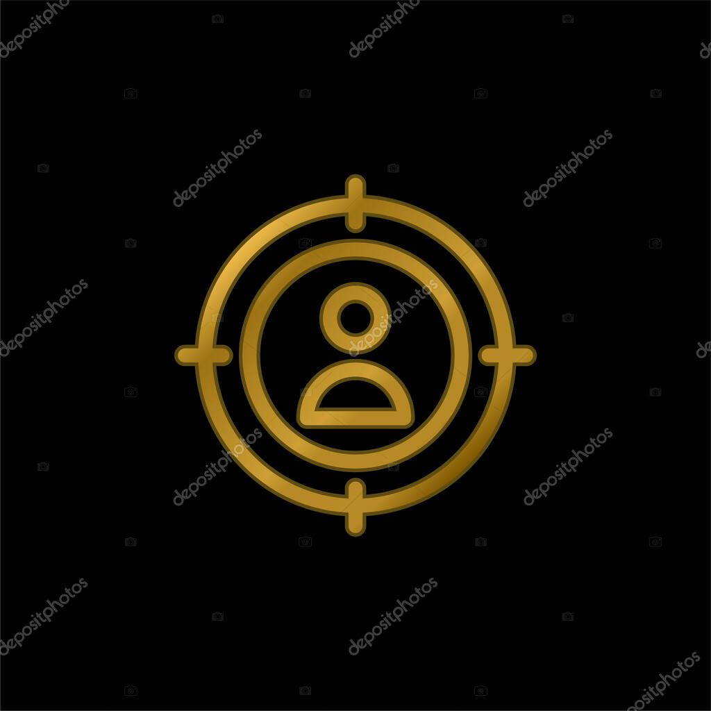 Aim gold plated metalic icon or logo vector