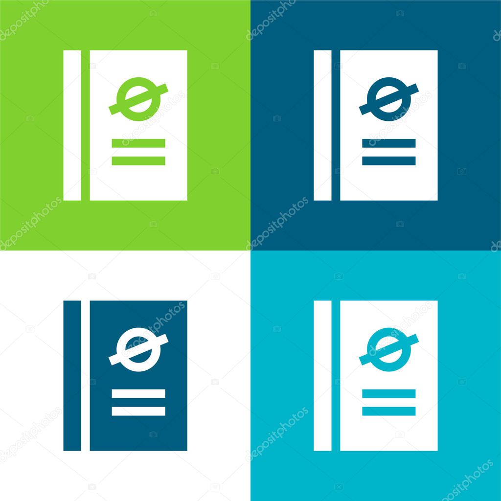 Book Flat four color minimal icon set