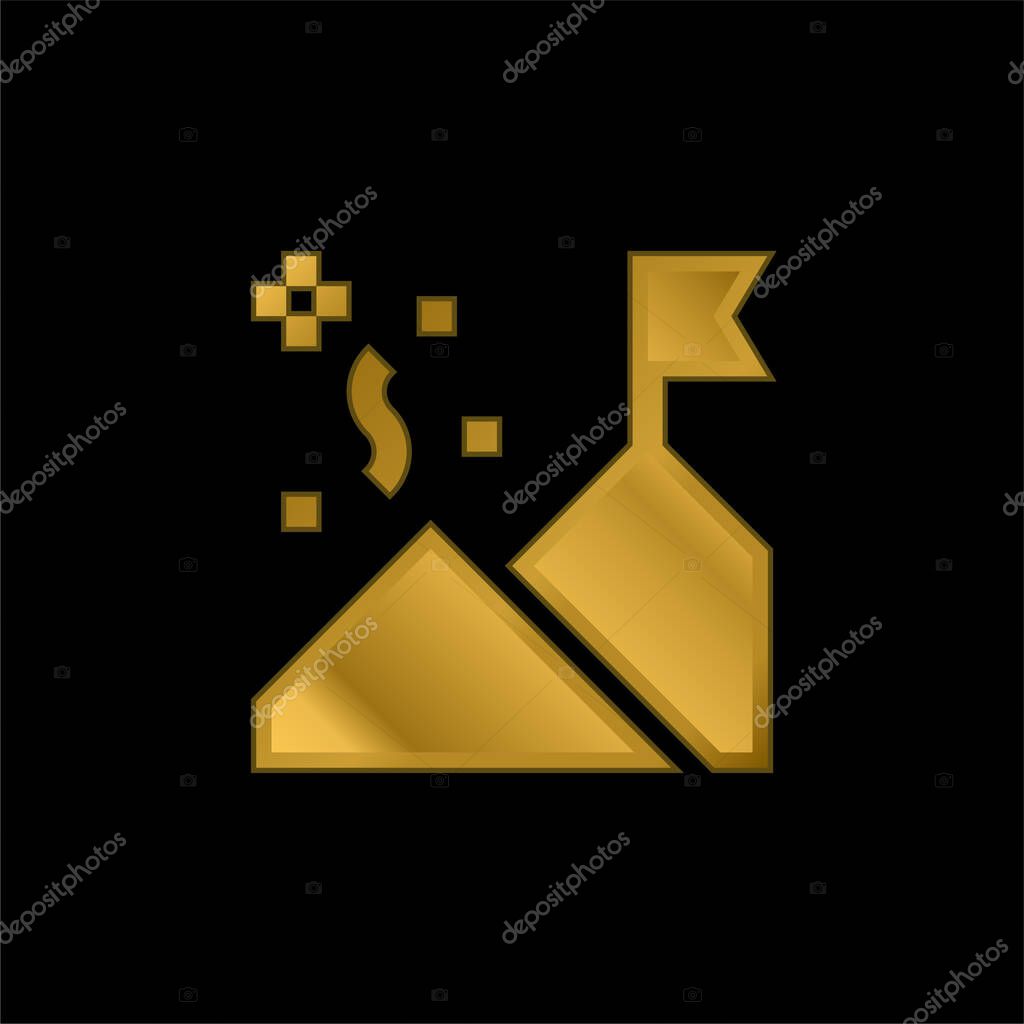 Achievement gold plated metalic icon or logo vector