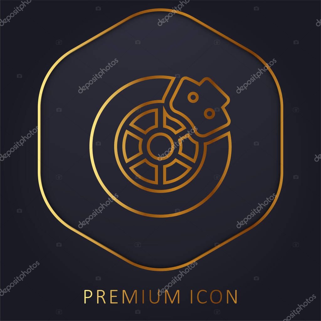 Brake golden line premium logo or icon