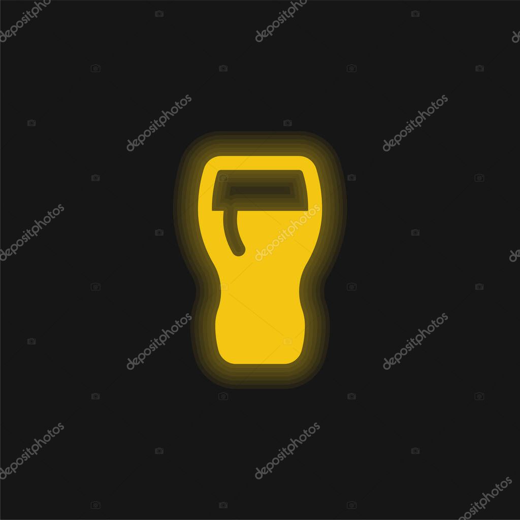 Beer Glass yellow glowing neon icon