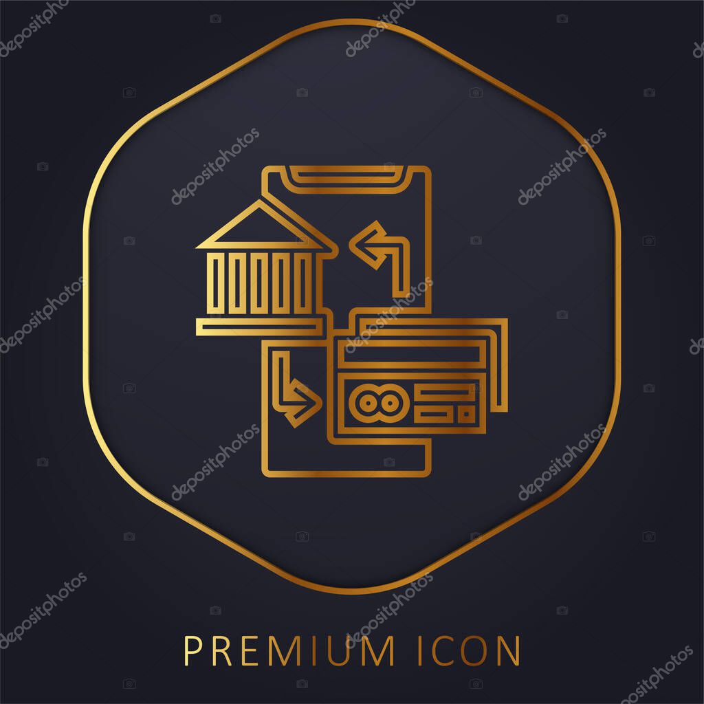 Bank Online golden line premium logo or icon