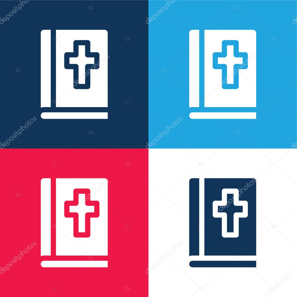 Bible blue and red four color minimal icon set