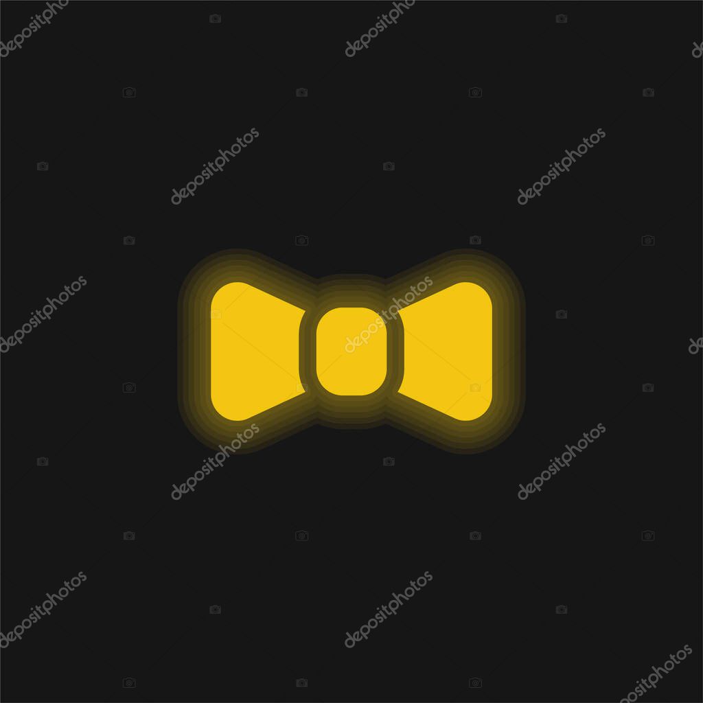 Bow Tie yellow glowing neon icon