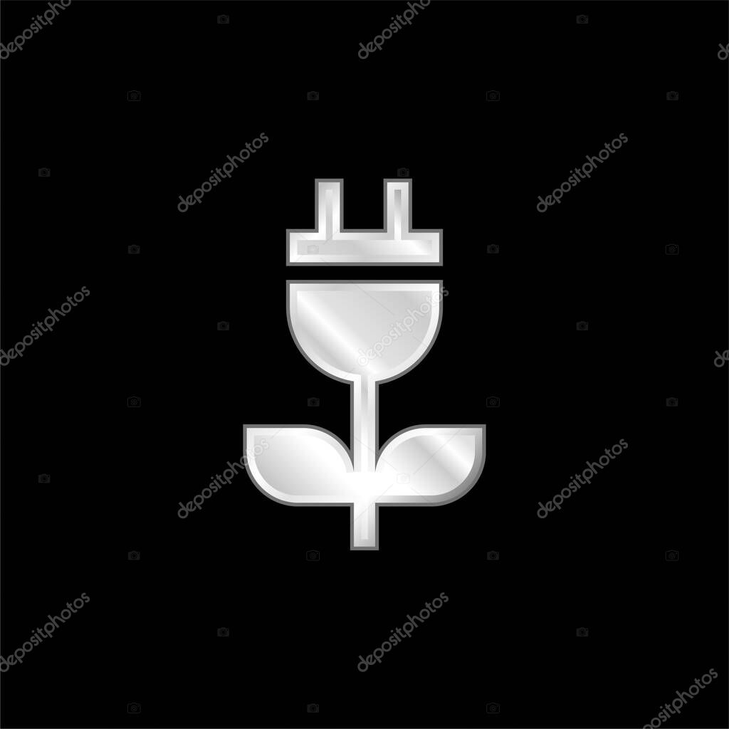 Bioenergy silver plated metallic icon