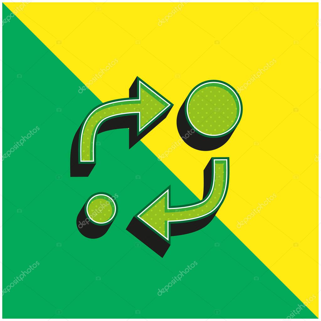 Analytics Symbol Of Two Circles Of Different Sizes With Two Arrows Between Them Green and yellow modern 3d vector icon logo