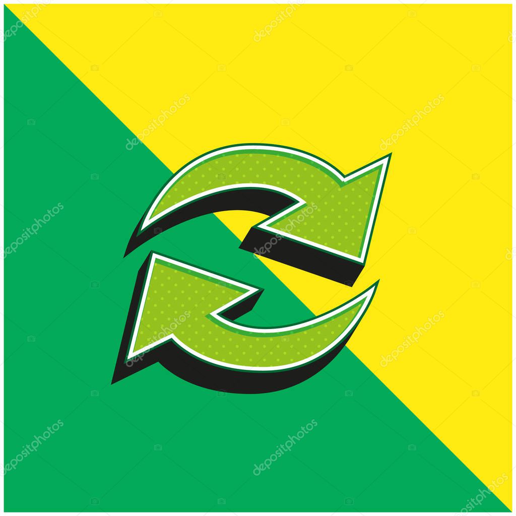 Actualize Arrows Couple In Circle Green and yellow modern 3d vector icon logo