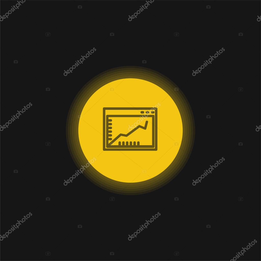 Ascendant Line Graphic On A Browser Window Inside A Circle yellow glowing neon icon