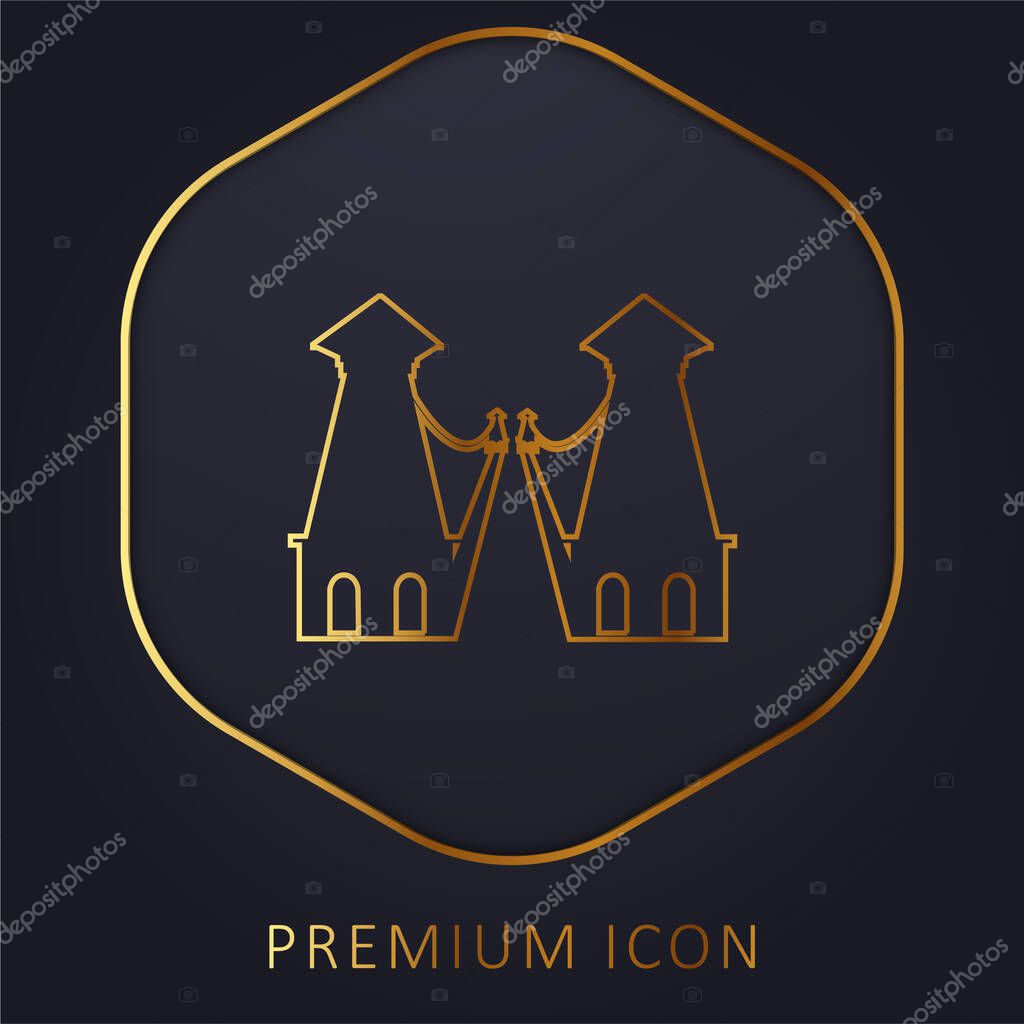 Antioquia Bridge Silhouette, Monument Of Colombia Country golden line premium logo or icon