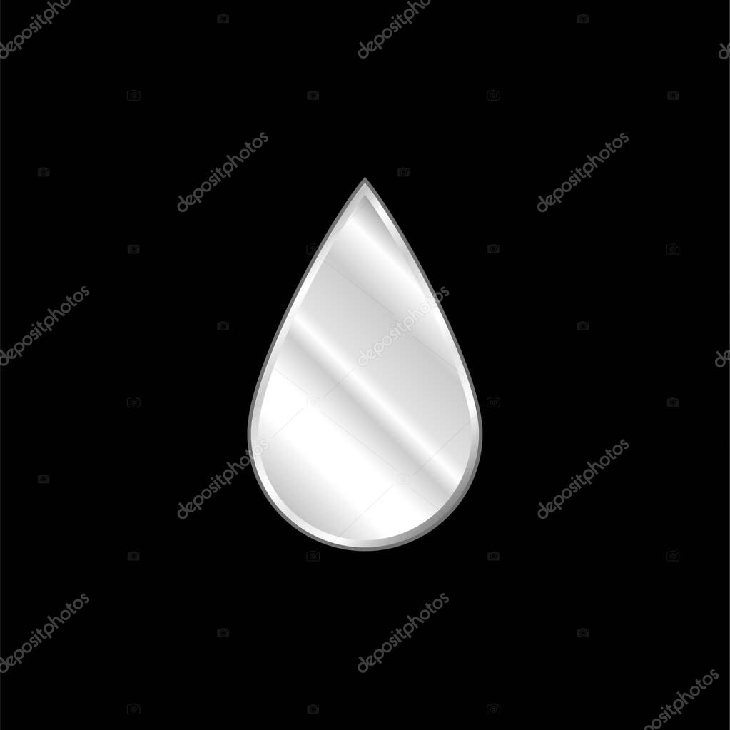 Black Ink Drop Shape silver plated metallic icon