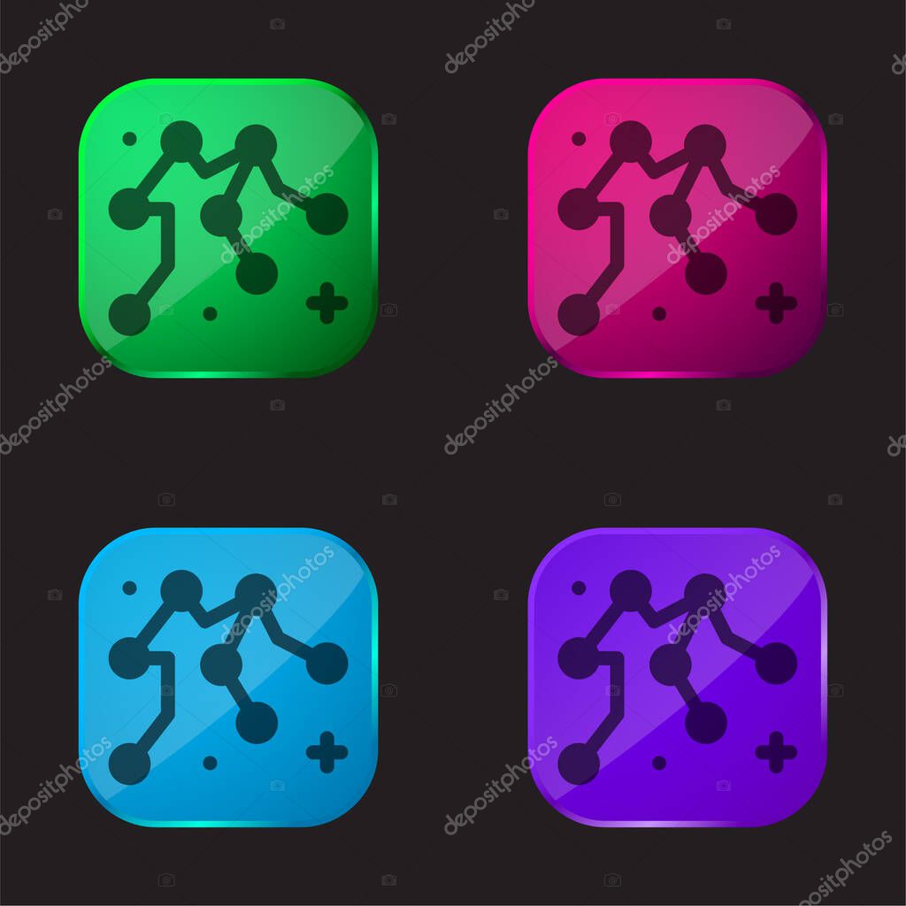 Aquarius four color glass button icon