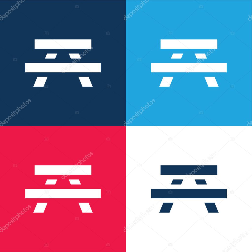 Bench blue and red four color minimal icon set