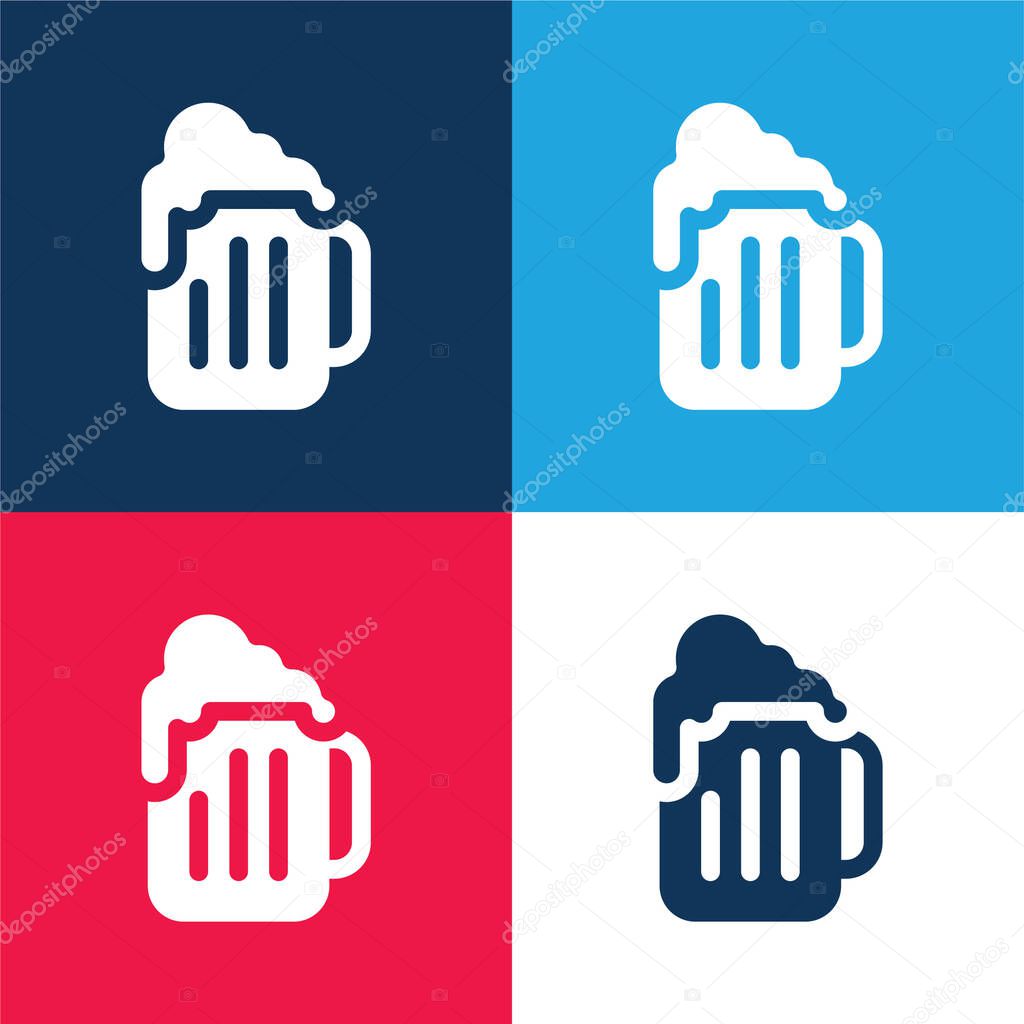 Beer blue and red four color minimal icon set